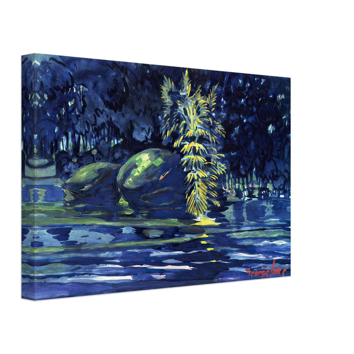 Boulders on a Riverbank by George Luks, canvas, view 2