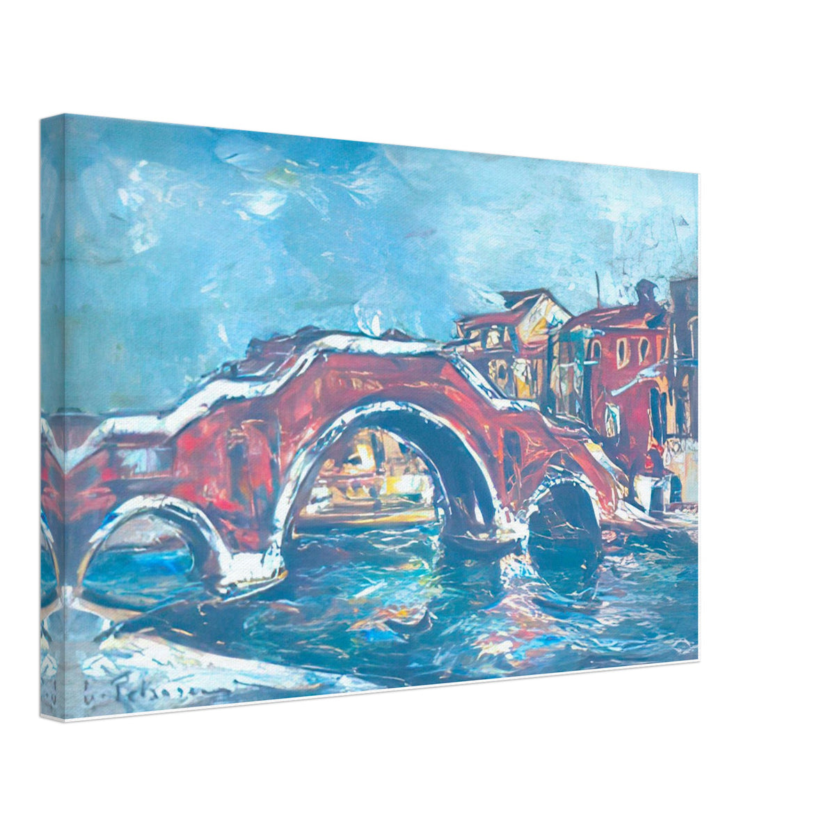Bridge With Three Arches by Gheorghe Petrascu, canvas