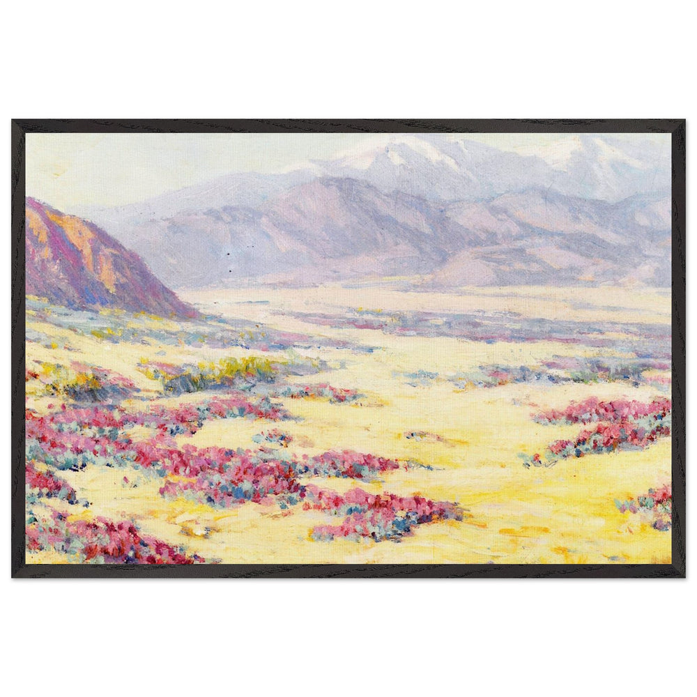 California Desert Wildflowers with Mountains Beyond by Benjamin Brown, framed poster