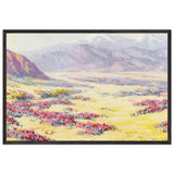 California Desert Wildflowers with Mountains Beyond by Benjamin Brown, framed poster