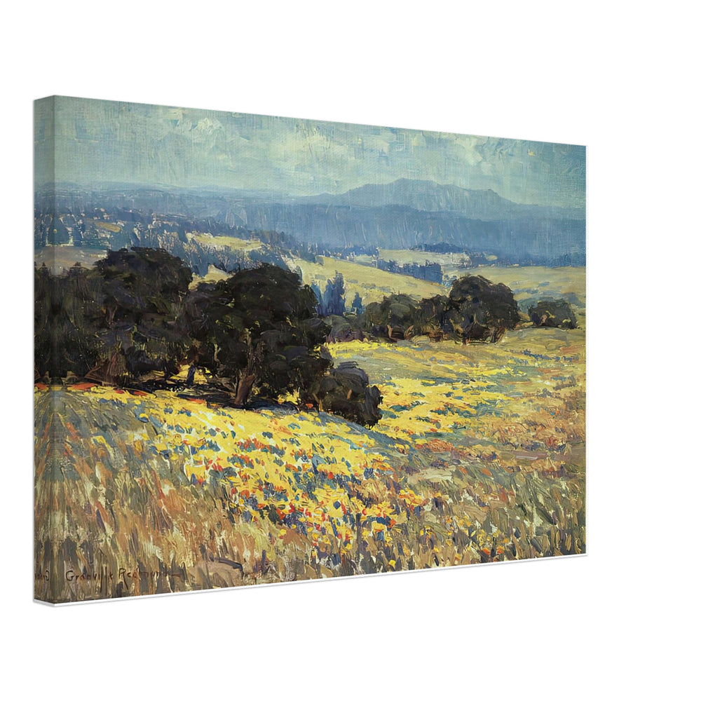 California Oaks and Poppies by Granville Redmond, canvas
