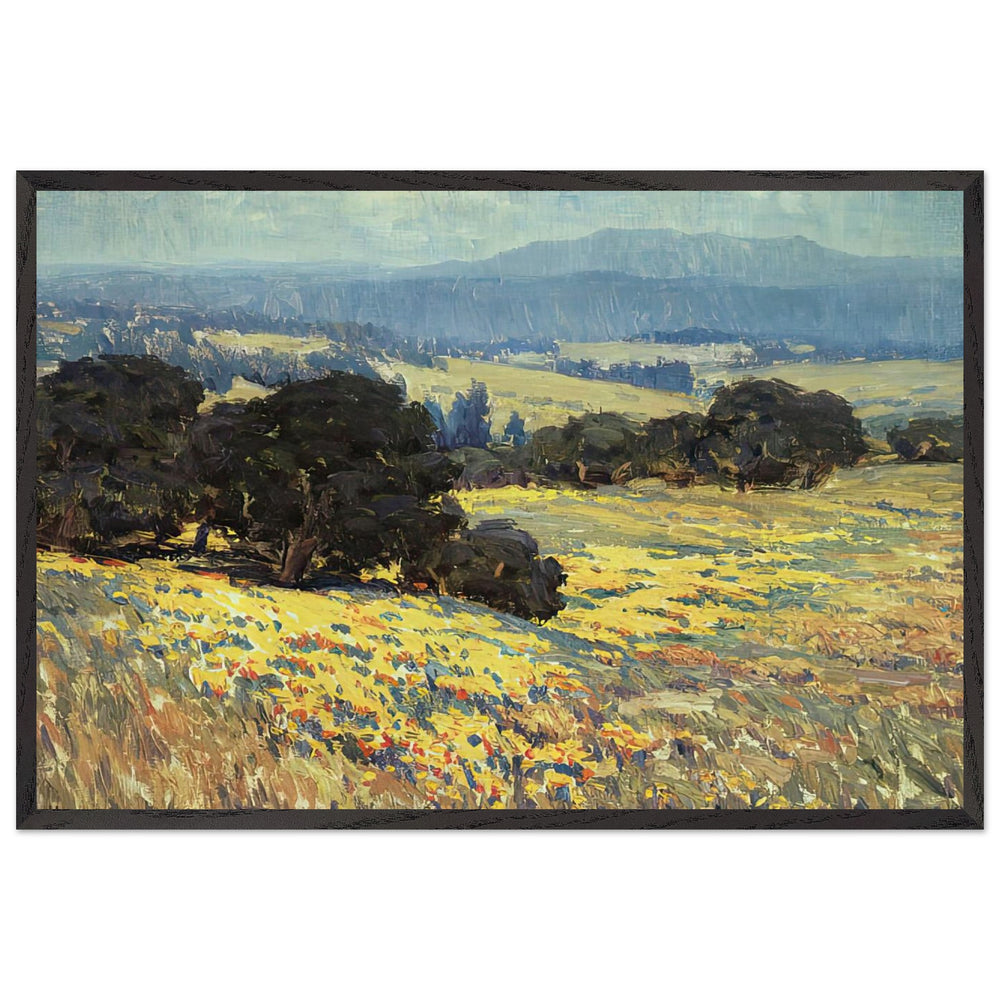 California Oaks and Poppies by Granville Redmond, framed poster