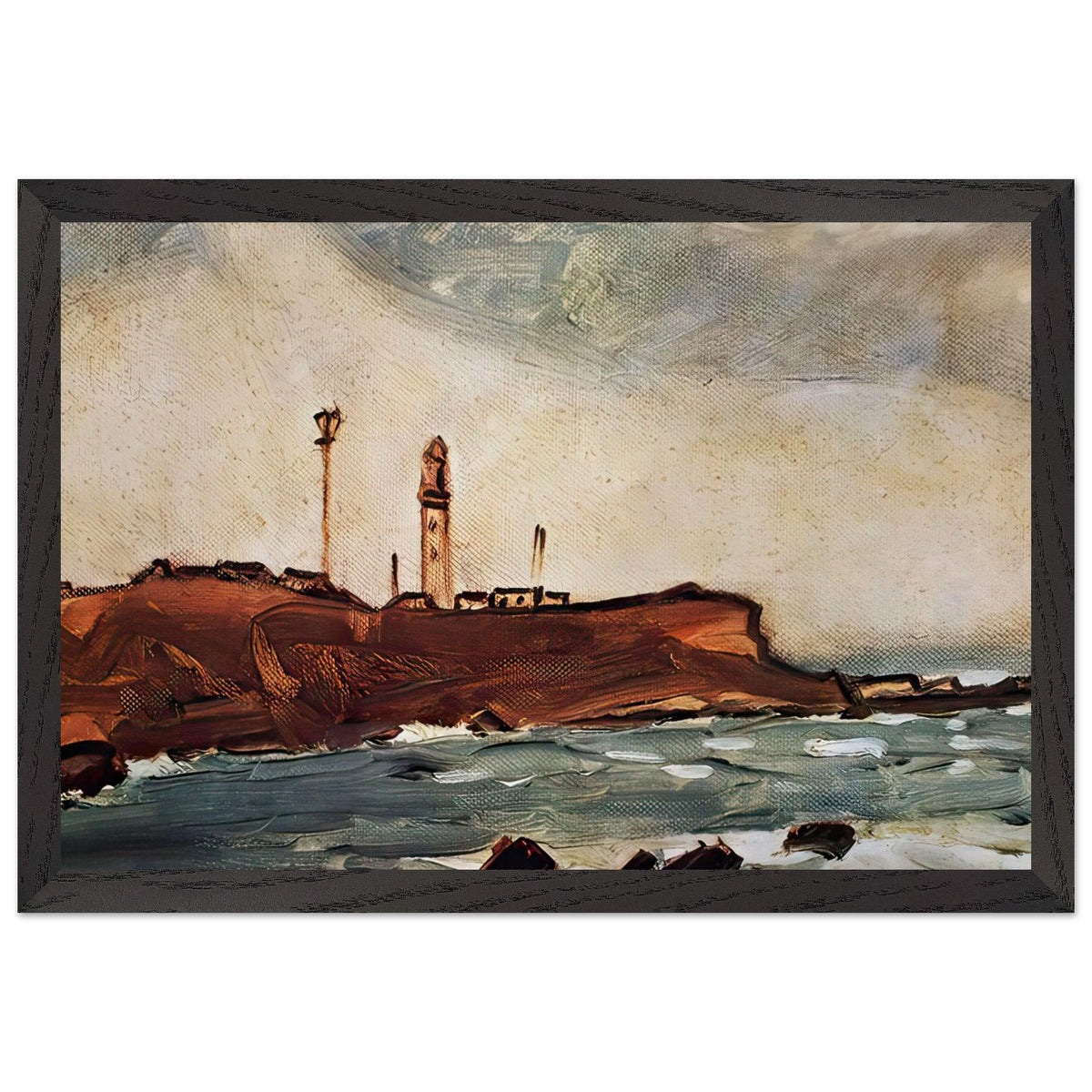 Cape Inubo Lighthouse by Fujishima Takeji, framed poster, view 2