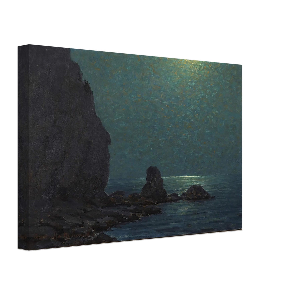 Catalina Island Coast Under a Moonlit Sky by Granville Redmond, canvas, view 2