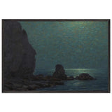 Catalina Island Coast Under a Moonlit Sky by Granville Redmond, framed poster