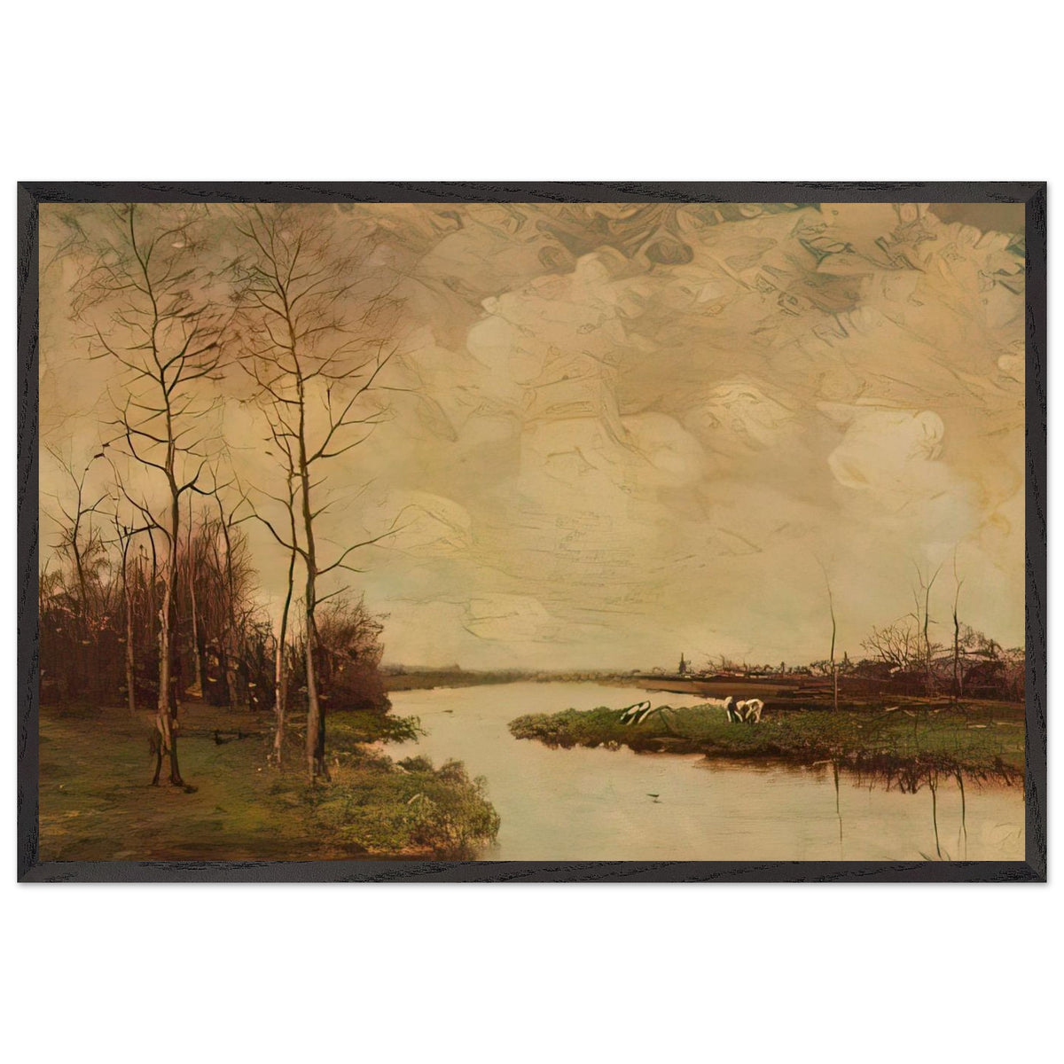 Charming little landscape by Arnold Marc Gorter, framed poster