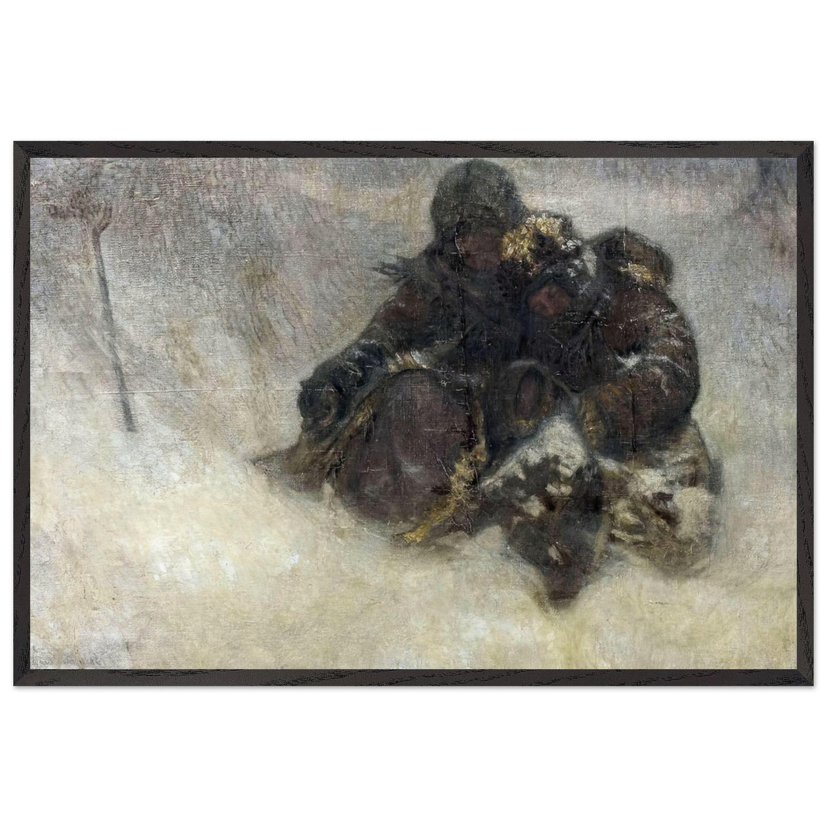 Children in Winter by Nikolay Bogdanov-Belsky, framed poster
