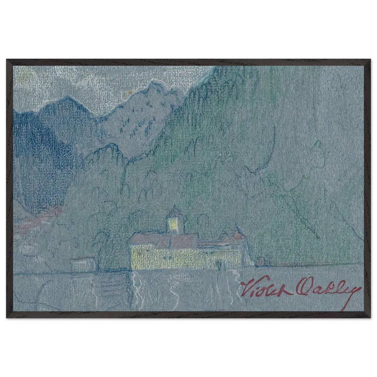Chillon Castle, Lake Geneva by Violet Oakley, framed poster, view 3