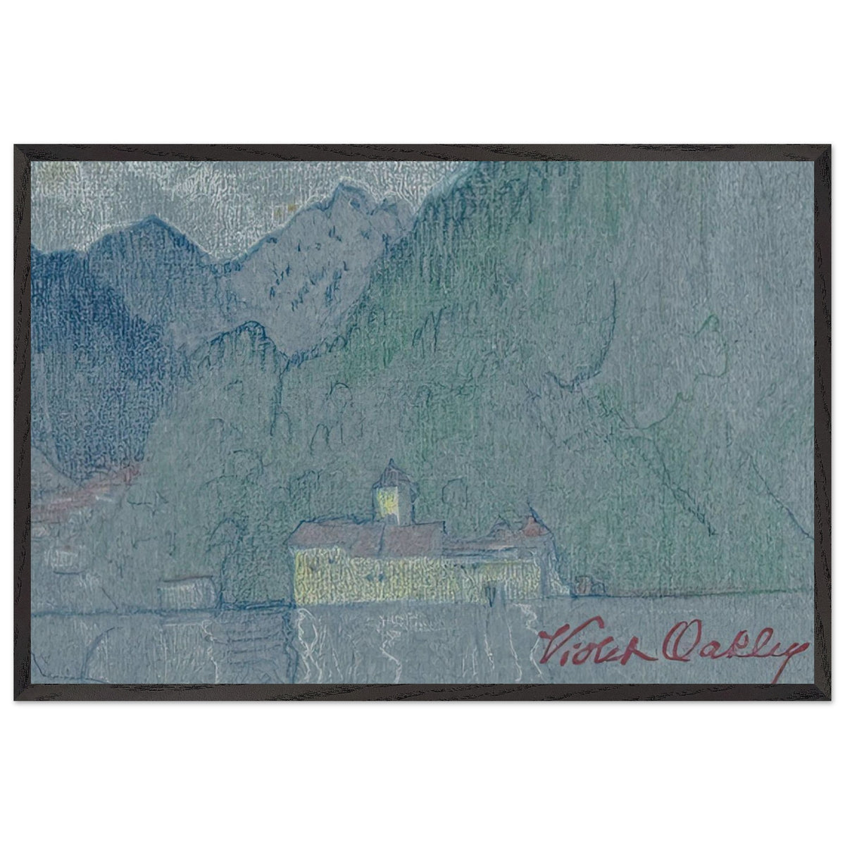Chillon Castle, Lake Geneva by Violet Oakley, framed poster