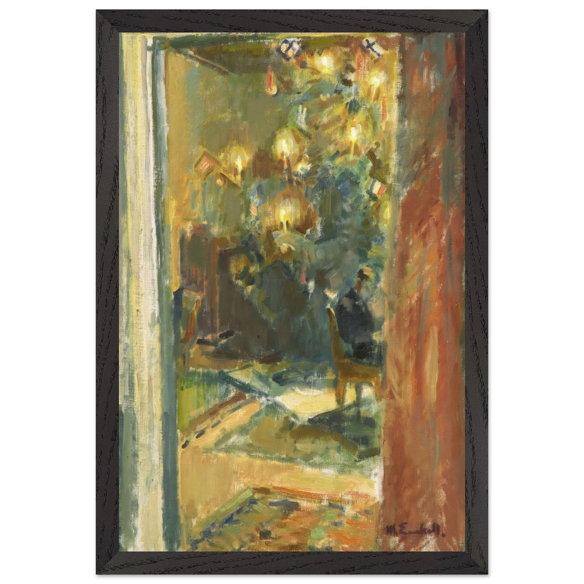 Christmas Tree in the Hall of Kilo Mansion by Magnus Enckell, framed poster, view 2