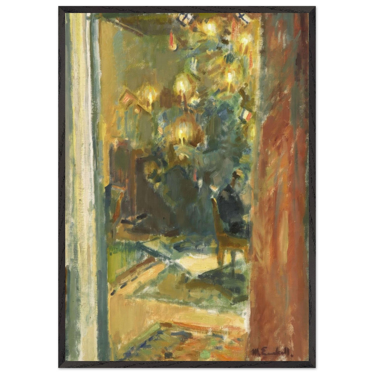 Christmas Tree in the Hall of Kilo Mansion by Magnus Enckell, framed poster, view 3