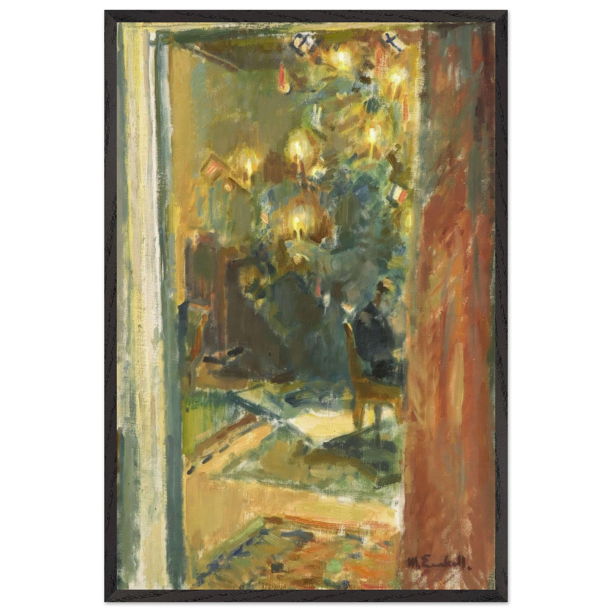 Christmas Tree in the Hall of Kilo Mansion by Magnus Enckell, framed poster