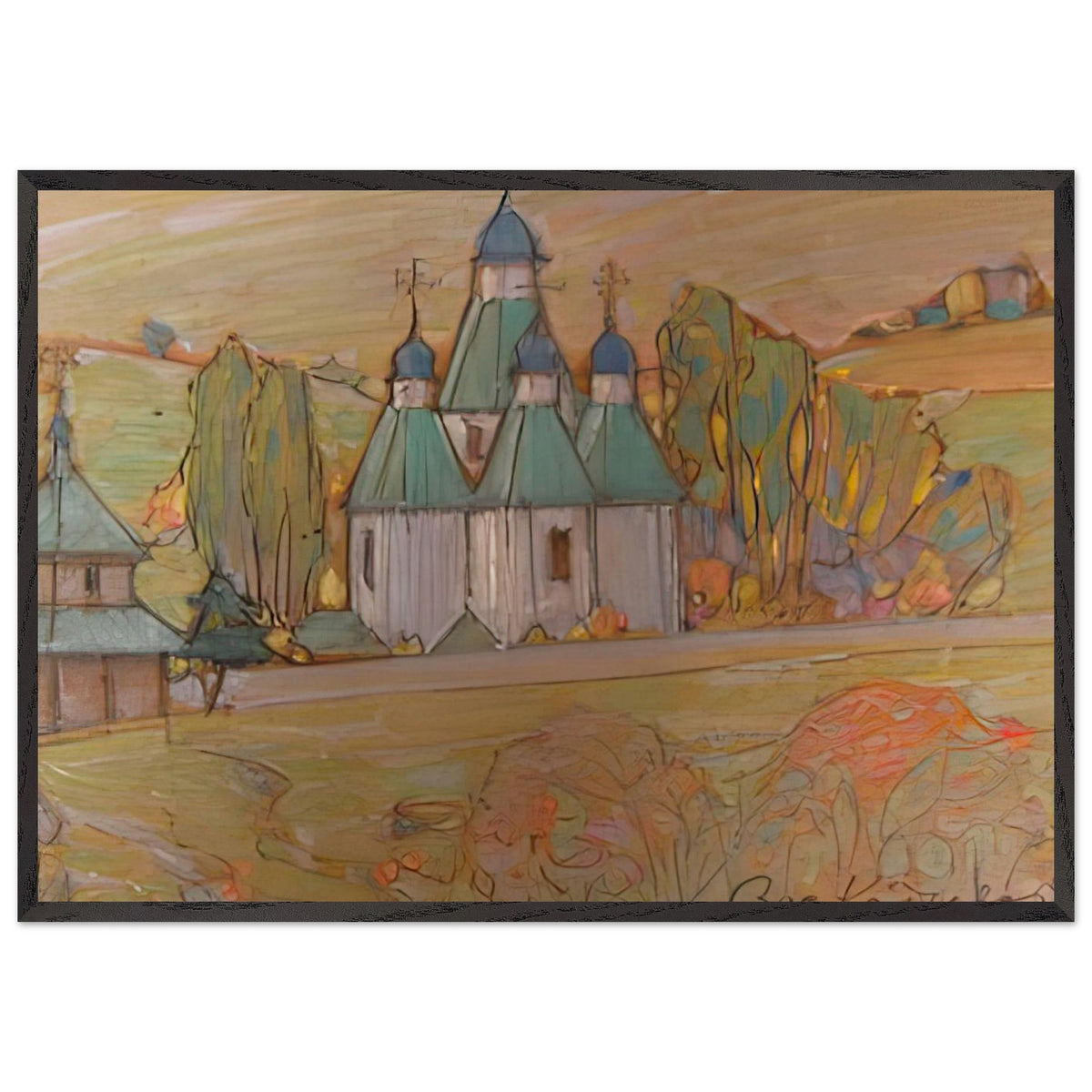Church In Khodorov by Vasyl Hryhorovych Krychevsky, framed poster, view 3