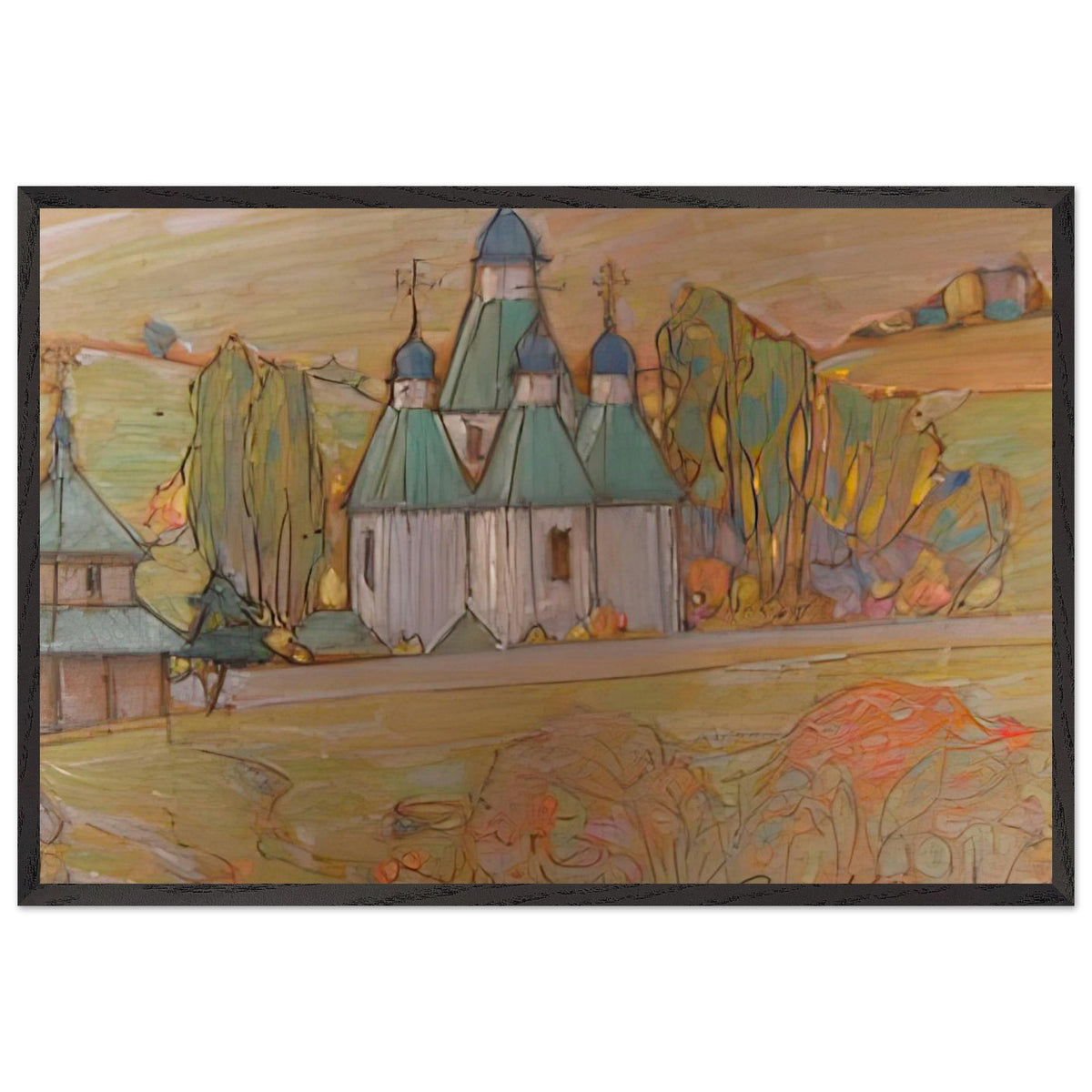 Church In Khodorov by Vasyl Hryhorovych Krychevsky, framed poster
