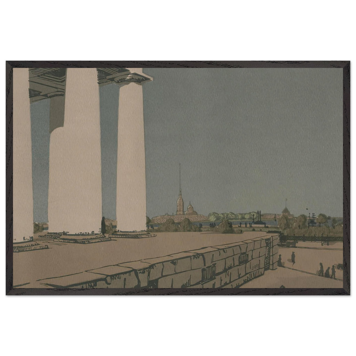 Colonnade of Exchange and Peter and Paul Fortress by Anna Ostroumova-Lebedeva, framed poster