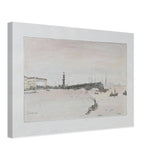 Construction of the Palace Bridge by Anna Ostroumova-Lebedeva, canvas