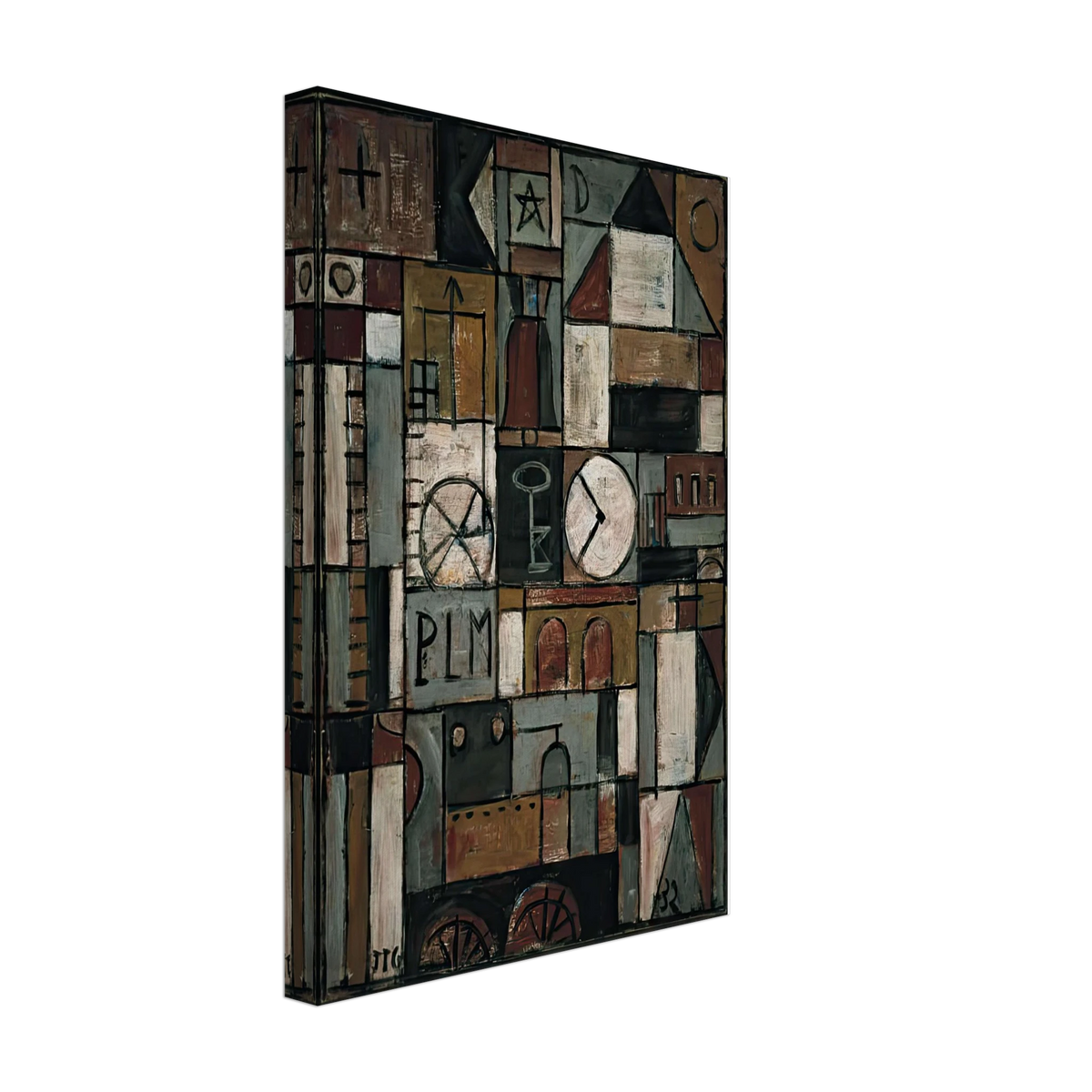 Construction with Belltower by Joaquin Torres Garcia, canvas, view 2