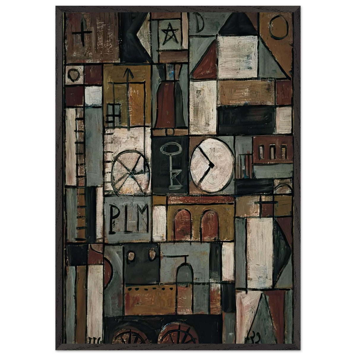 Construction with Belltower by Joaquin Torres Garcia, framed poster, view 3