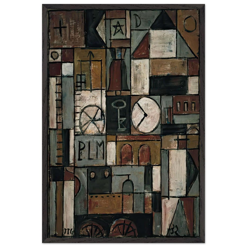 Construction with Belltower by Joaquin Torres Garcia, framed poster