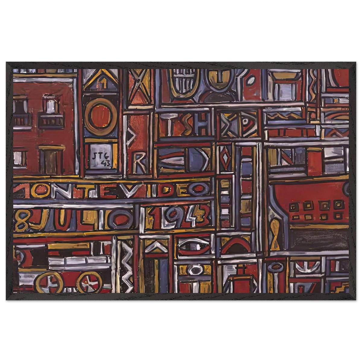 Constructive Composition by Joaquin Torres Garcia, framed poster
