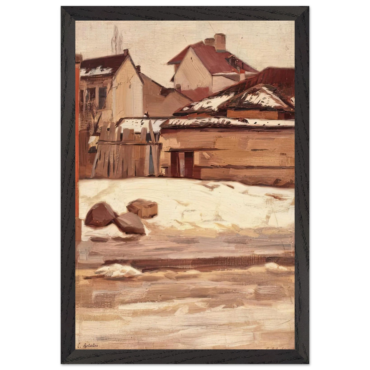 Corner of Bucharest During Winter by Constantin Artachino, framed poster, view 2