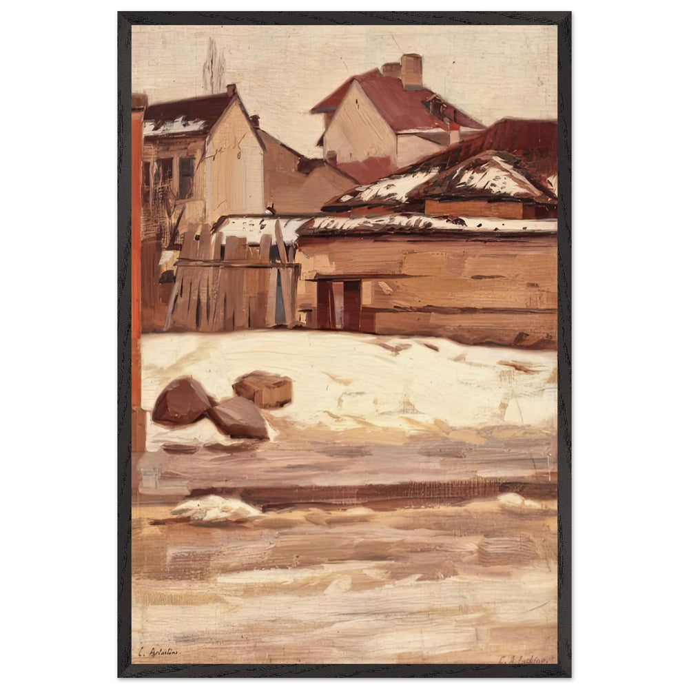Corner of Bucharest During Winter by Constantin Artachino, framed poster