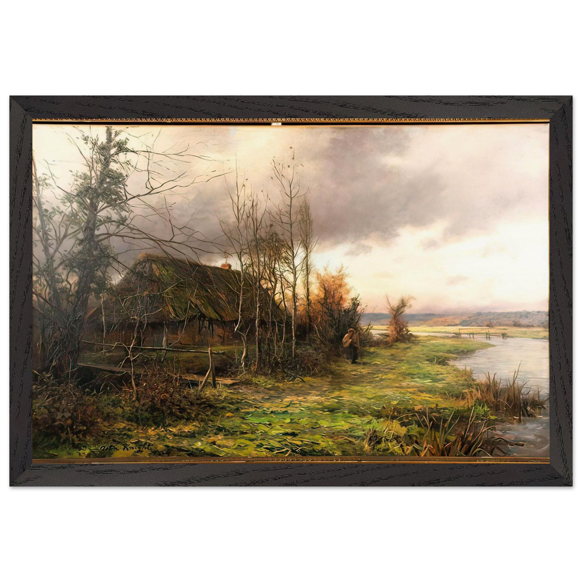 Cottage by a Stream by Louis Aston Knight, framed poster, view 2