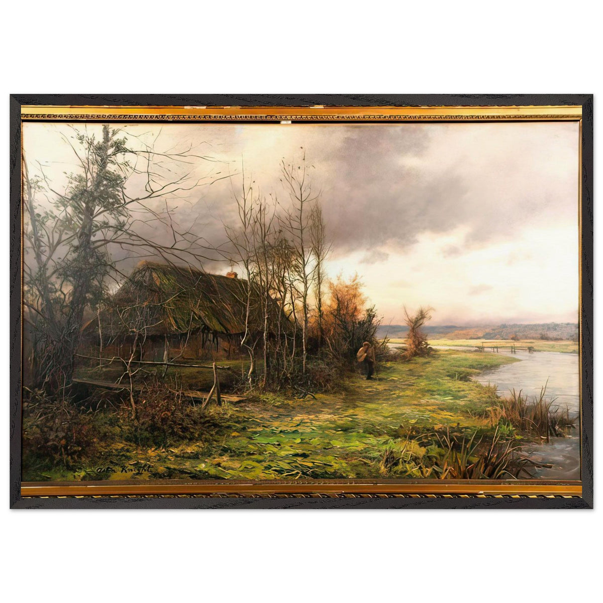 Cottage by a Stream by Louis Aston Knight, framed poster, view 3