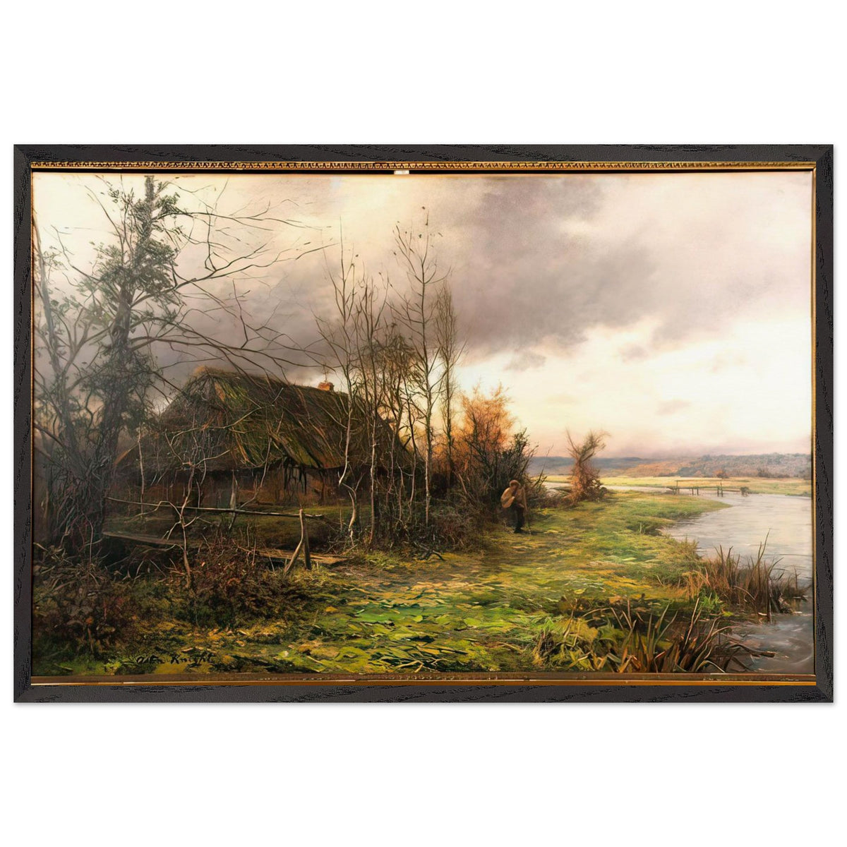 Cottage by a Stream by Louis Aston Knight, framed poster