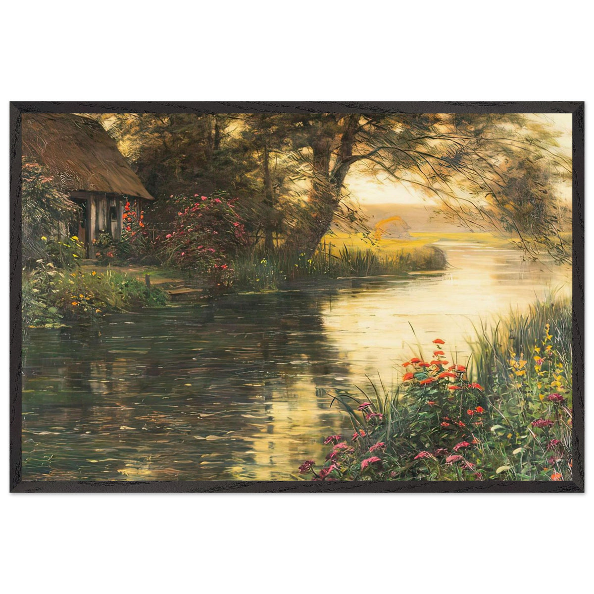 Cottage by the River by Louis Aston Knight, framed poster