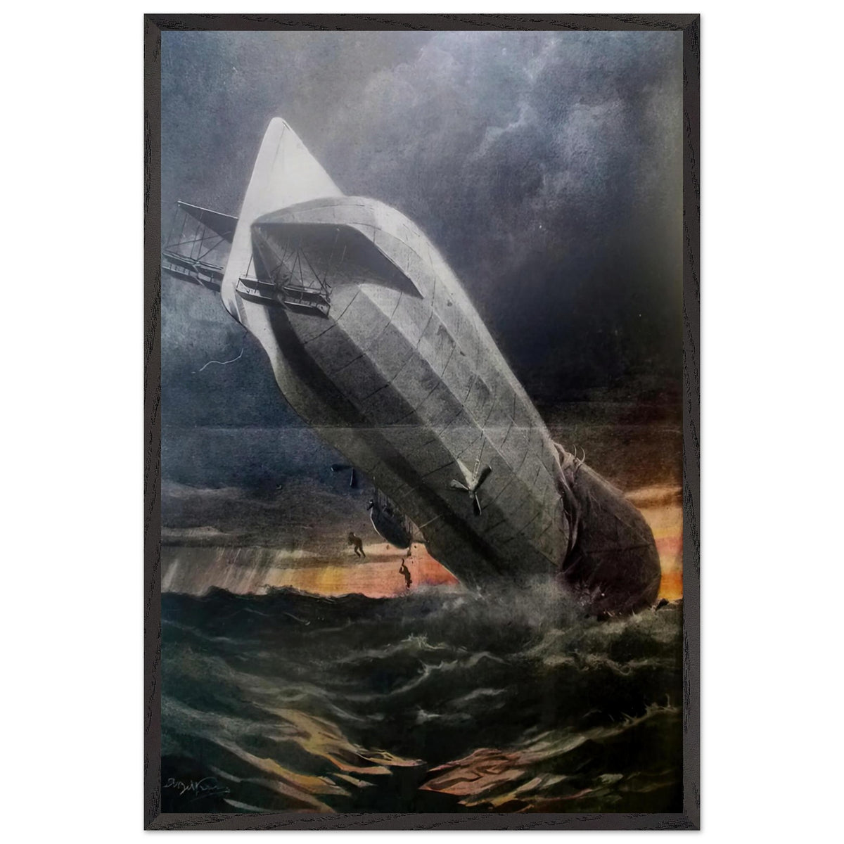 Crash of the L 1 by Achille Beltrame, framed poster