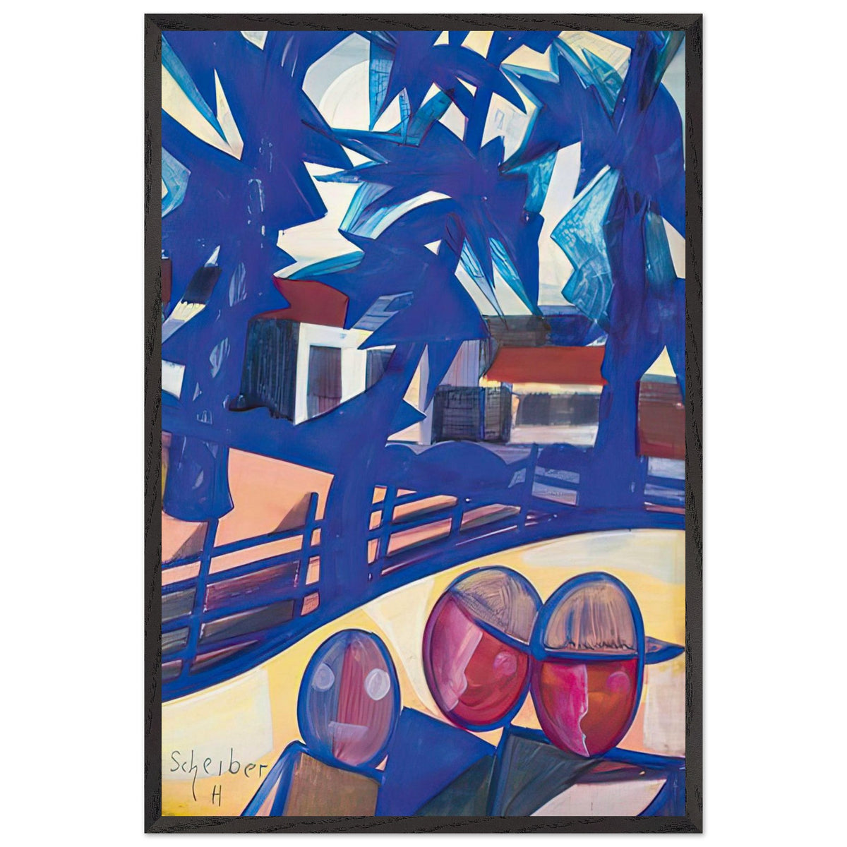 Család by Scheiber Hugó, framed poster