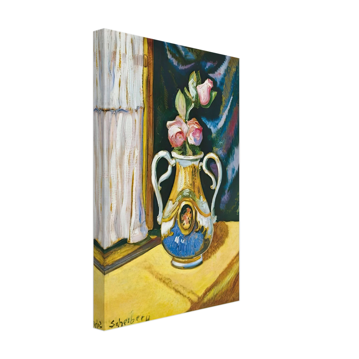 Csendélet Rózsákkal by Scheiber Hugó, canvas, view 2