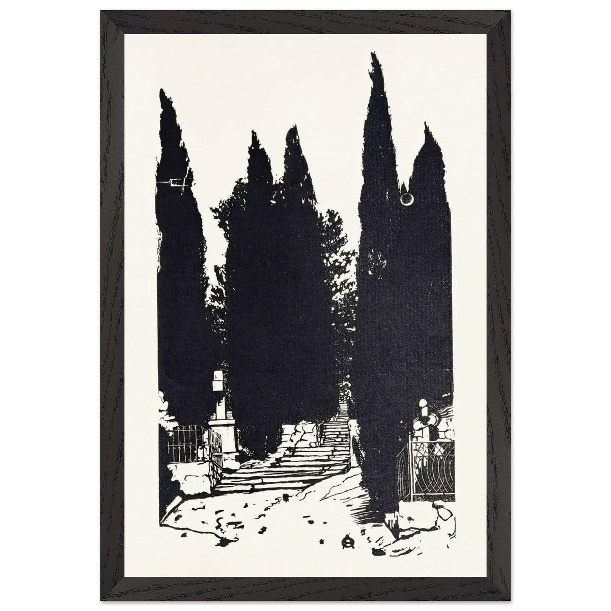 Cypress Trees by Anna Ostroumova-Lebedeva, framed poster, view 2