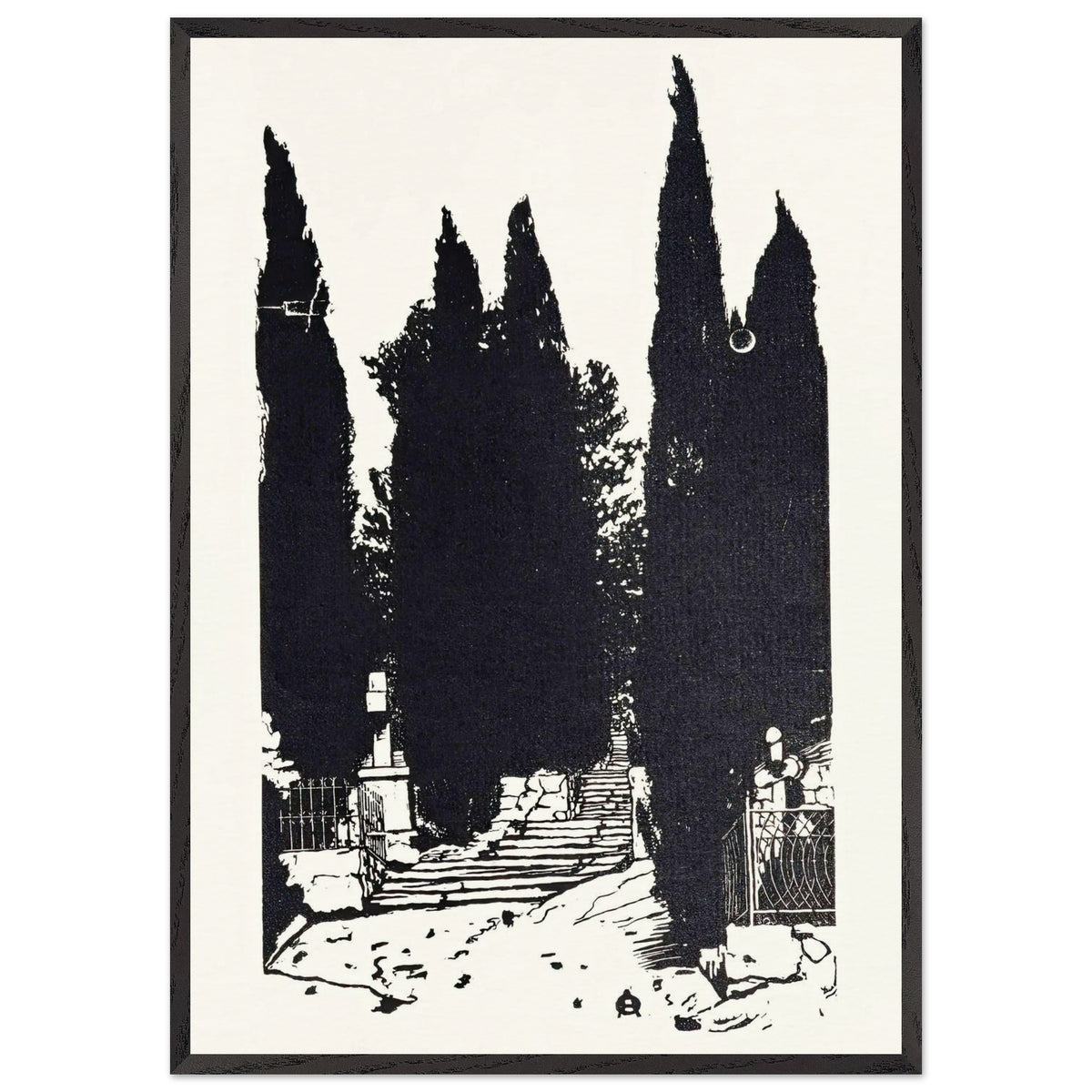 Cypress Trees by Anna Ostroumova-Lebedeva, framed poster, view 3