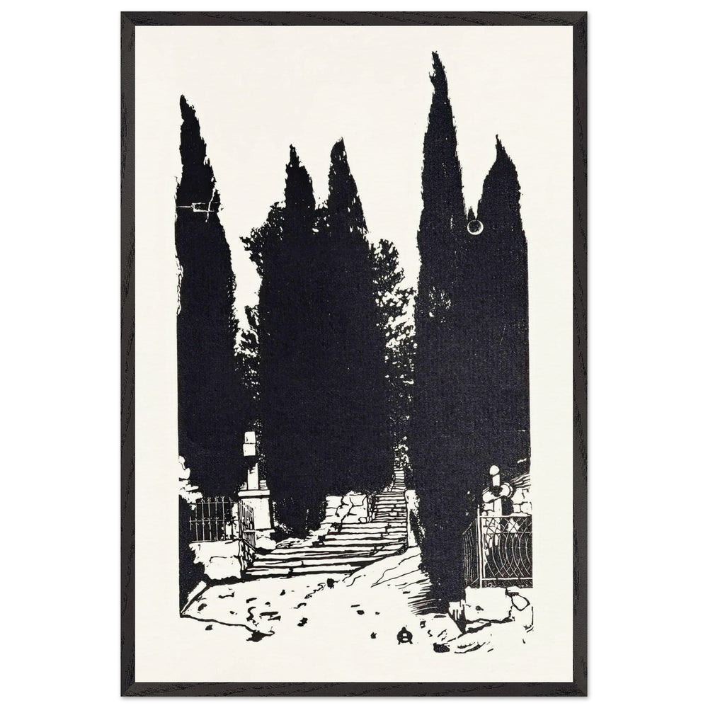 Cypress Trees by Anna Ostroumova-Lebedeva, framed poster