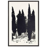 Cypress Trees by Anna Ostroumova-Lebedeva, framed poster