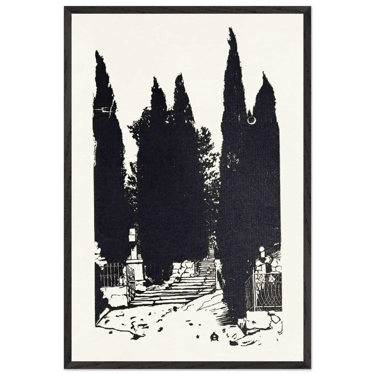 Cypress Trees by Anna Ostroumova-Lebedeva, framed poster