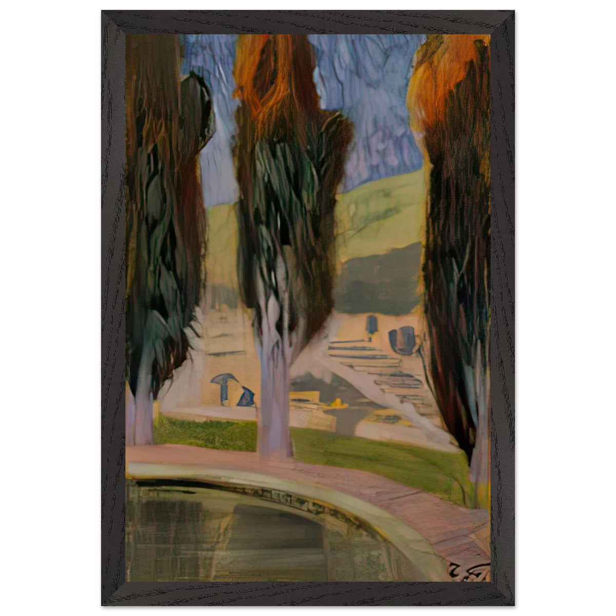 Cypress, Villa Falconieri Frascati by Fujishima Takeji, framed poster, view 2