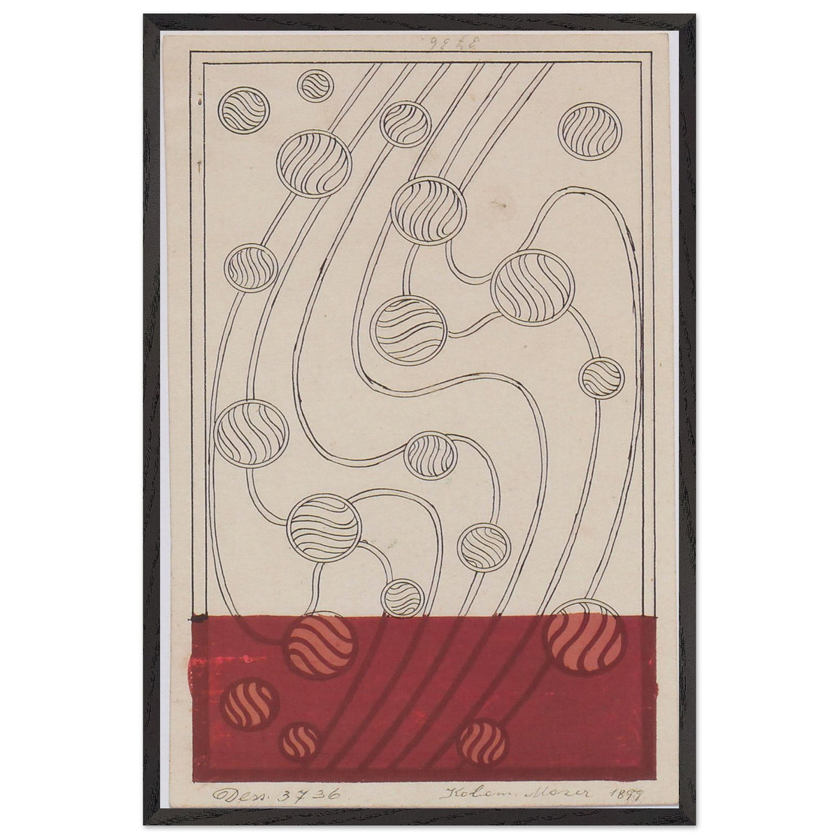 Daghestan Rug Design Bubbles for Backhausen by Koloman Moser, framed poster