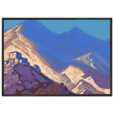 Dark-blue Mountains and Buildings on the Hill by Nicholas Roerich, framed poster, view 3