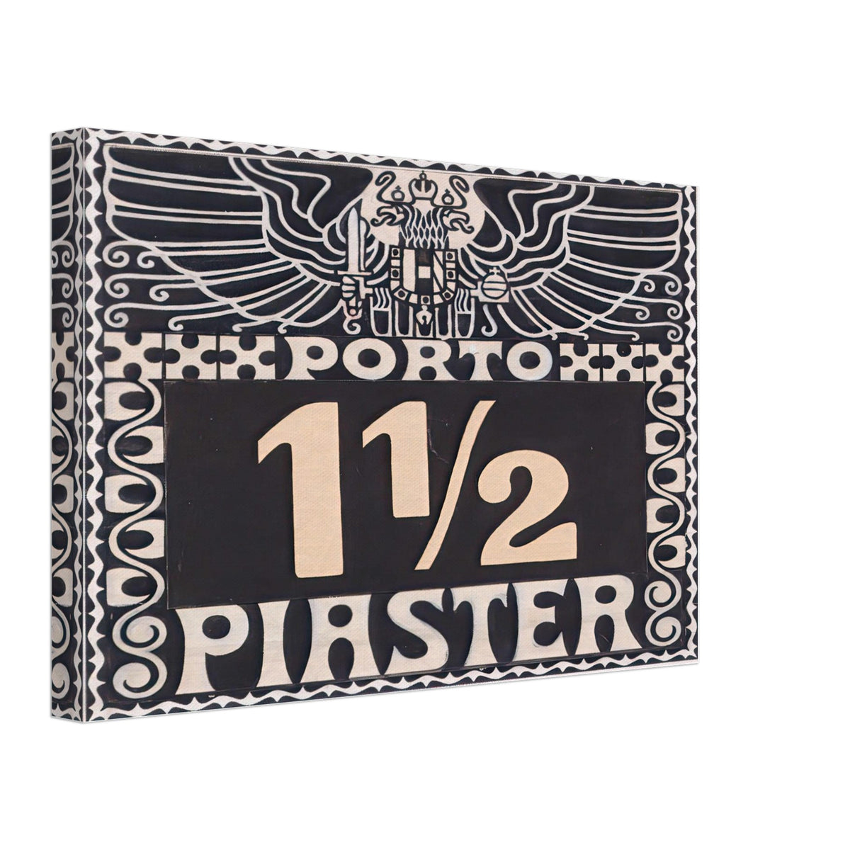 Design for the 1102 Piastres Porto Brand of Austrian Post in the Levant by Koloman Moser, canvas, view 2