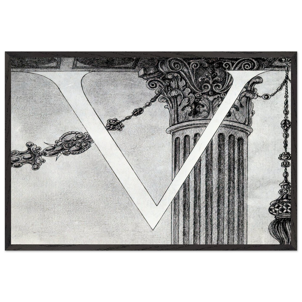 Design of Initial V by Aubrey Beardsley, framed poster