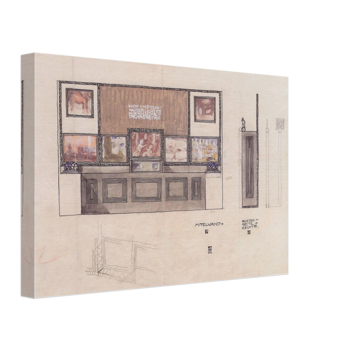Draft for the Space of the Austrian State Printing House on Show in London by Koloman Moser, canvas, view 2
