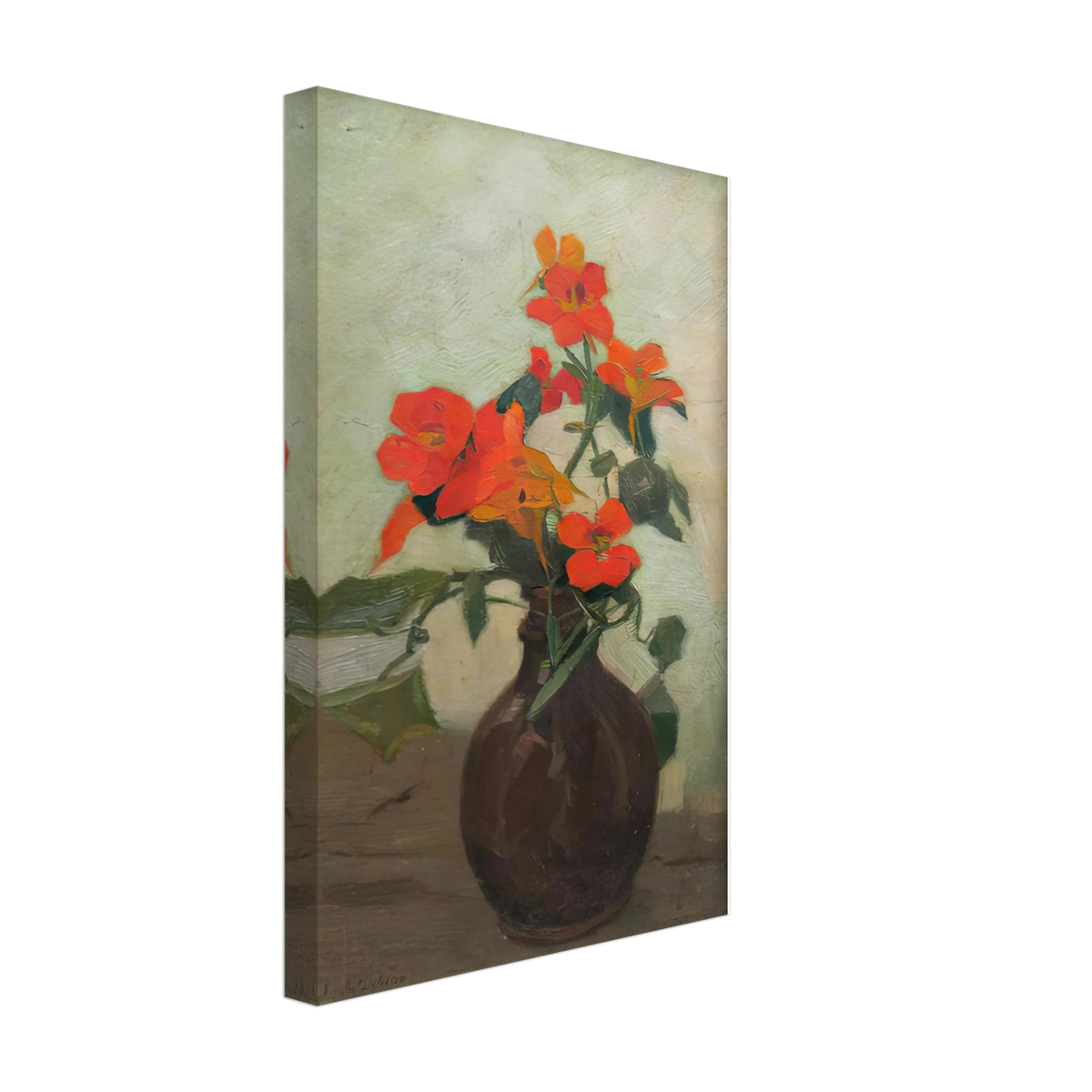 Edelweiss in Brown Vase by Constantin Artachino, canvas, view 2