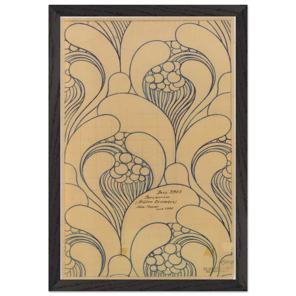 Fabric Design with Floral Awakening by Koloman Moser, framed poster, view 2