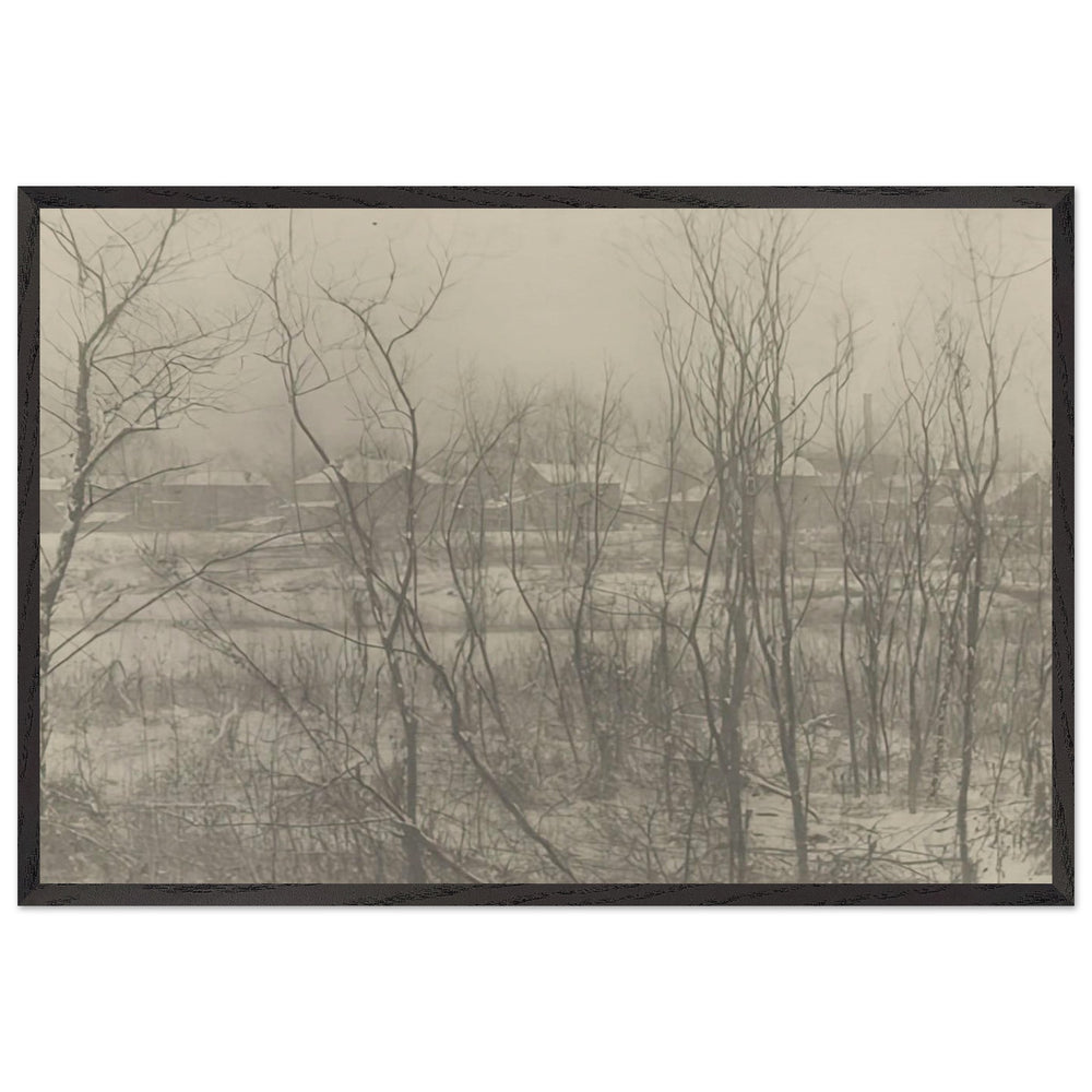Factory Town in Winter by Clarence White, framed poster