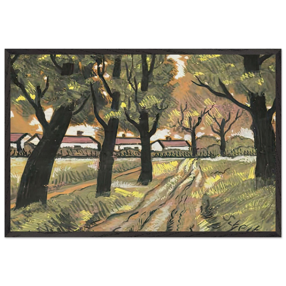 Fasor Pirostetős Házakkal by Scheiber Hugó, framed poster