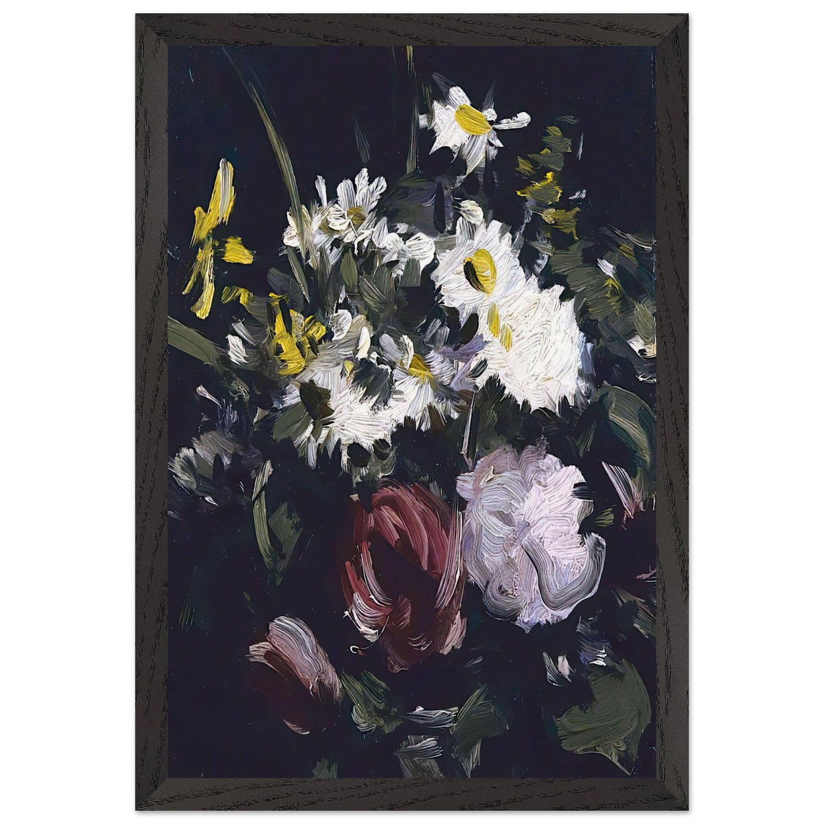 Flowers against a Dark Background by Samuel Peploe, framed poster, view 2