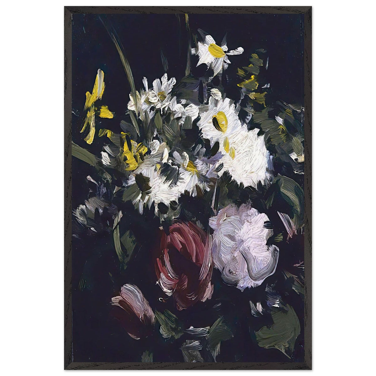 Flowers against a Dark Background by Samuel Peploe, framed poster